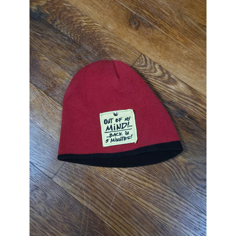 Concept One Red Black Beanie Out of My Mind Back in 5 Minutes Graphic Knit Hat